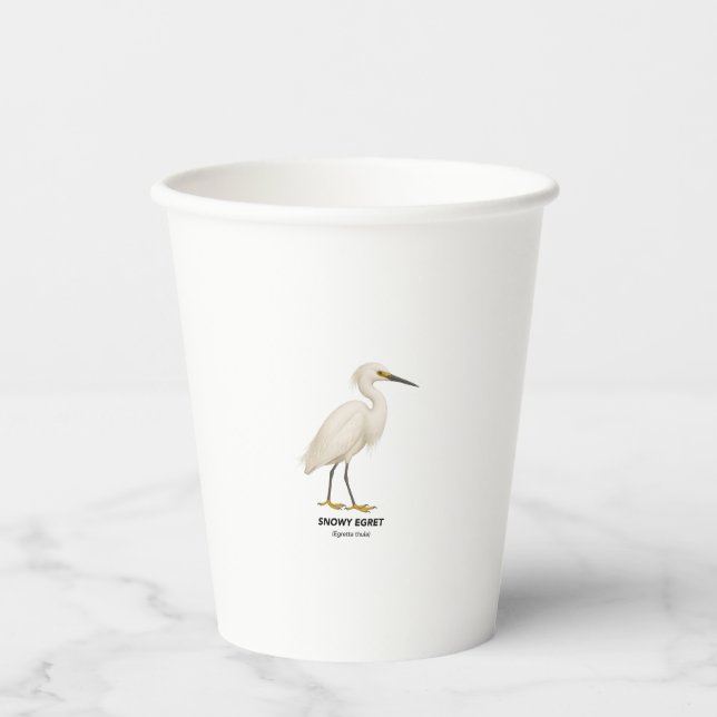 Gobelets En Papier Egret neigeux - Oiseaux de Californie (Recto)