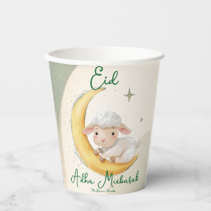 Gobelets En Papier Eid Al Adha Vert Poussiéreux Dîner de Mouton Migno