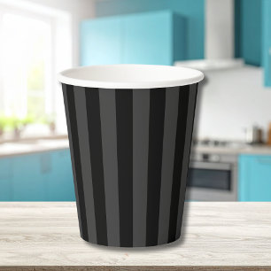 Gobelets En Papier Elagnat Black & Smoky Black Vertical Stripes