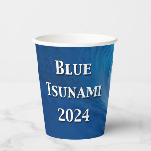 Gobelets En Papier Élection du tsunami bleu 2024