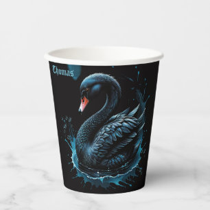 Gobelets En Papier Élégance en mouvement, le cygne noir, 