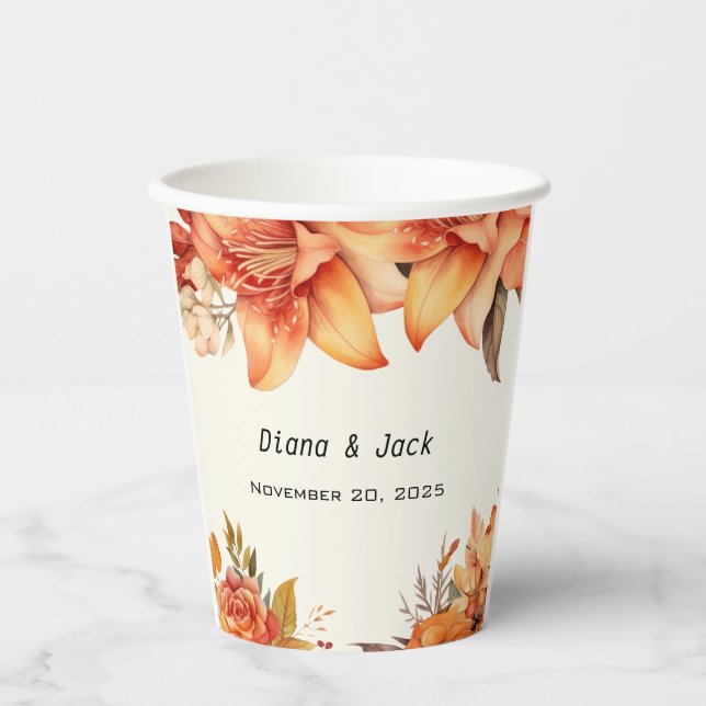 Gobelets En Papier Elegant Autumn Floral Wedding (Recto)