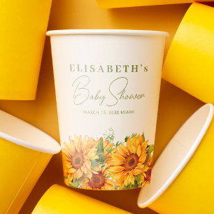Gobelets En Papier Élégant baby shower de tournesol floral