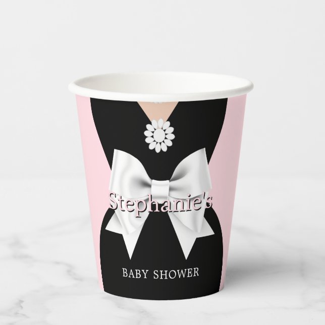 Gobelets En Papier Élégant Baby shower en verre rose vif Tiffany (Recto)
