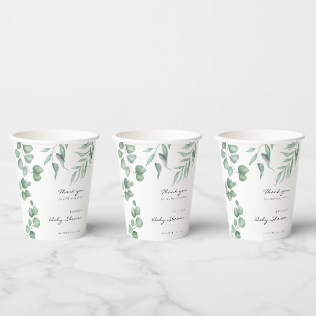 Gobelets En Papier Elégant Baby shower Eucalyptus Verdure Foliage (Multi)