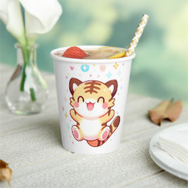 Gobelets En Papier Élégant Baby shower tigre