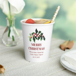 Gobelets En Papier Elegant Berries Christmas Botanical Simple