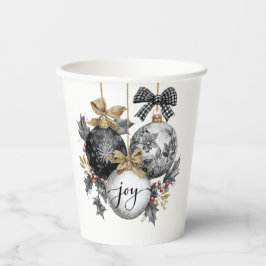 Gobelets En Papier Elegant Black and White Christmas Ornaments 