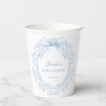 Elegant Blue Frame Bow Baby Boy Shower