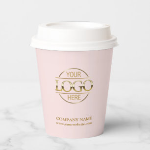 Gobelets En Papier Élégant Blush Pink Entreprise Logo d'entreprise