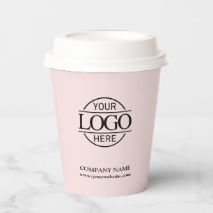 Gobelets En Papier Élégant Blush Pink Entreprise Logo d'entreprise