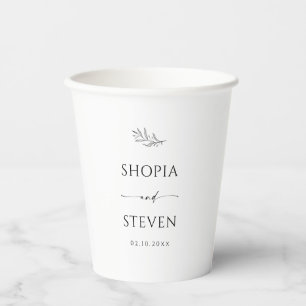Gobelets En Papier Élégant Café de Mariage Noir et Blanc