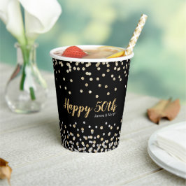 Gobelets En Papier Elégant Collage Photo Silver Gold 50e Anniversaire
