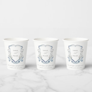 Gobelets En Papier Elégant Fleur sauvage d'aquarelle bleu Mariage Cre