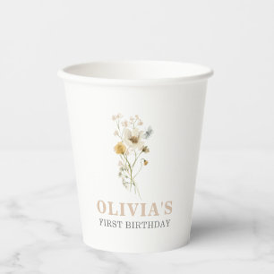 Gobelets En Papier Élégant jardin bohème fleur sauvage Premier Annive