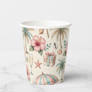 Gobelets En Papier Élégant lavis tropical de mariage Hibiscus