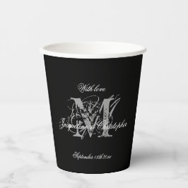 Gobelets En Papier Élégant Mariage classique Noms Monogramme Chic Noi