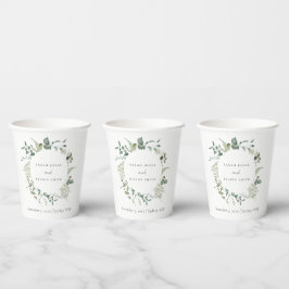 Gobelets En Papier Elégant Mariage d'aquarelle d'Eucalyptus Botanique