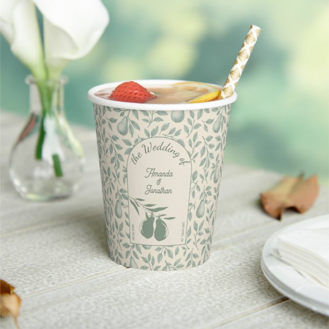 Gobelets En Papier Élégant Mariage de poire verte (Insitu)