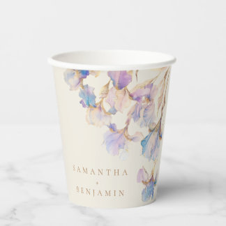 Gobelets En Papier Élégant Mariage floral Iris