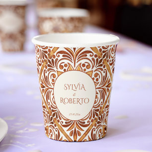 Gobelets En Papier Élégant mariage Talavera mexicain en terre cuite
