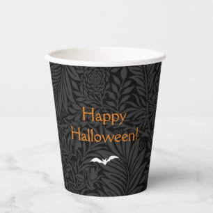 Gobelets En Papier Élégant noir Halloween floral