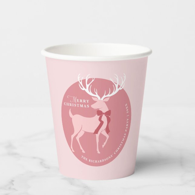 Gobelets En Papier Élégant Reindeer Fête de Noël personnalisée (Recto)