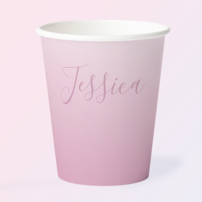 Gobelets En Papier Élégant script et rose modifiable (n'importe quell (Créateur téléchargé)