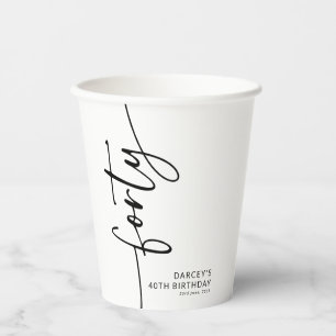 Gobelets En Papier Élégant Script Quarantième 40e Anniversaire