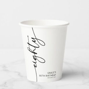 Gobelets En Papier Élégant Script Quatre-Vingtième 80e Anniversaire