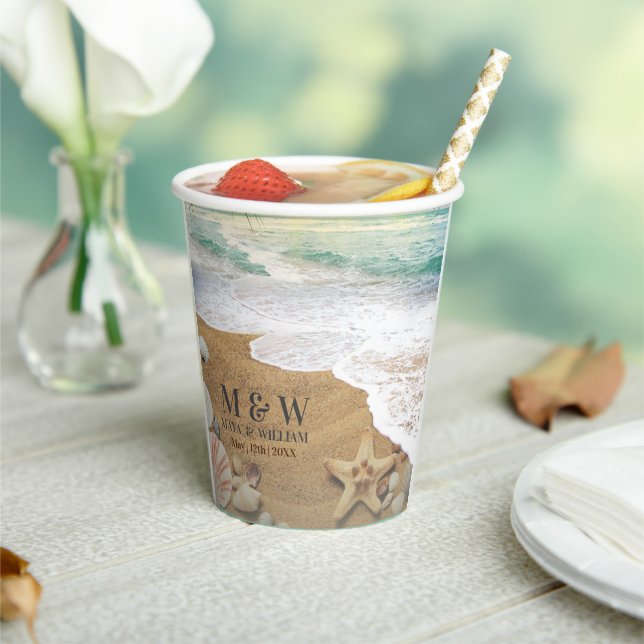 Gobelets En Papier Elégant Soleil Et Plage Blue Ocean (Insitu)