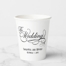 Gobelets En Papier Elegant White Calligraphy Wedding