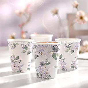 Gobelets En Papier Elégante aquarelle Fête des mariées florale pourpr