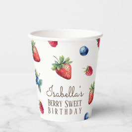 Gobelets En Papier Elégante aquarelle fraise Berry Sweet Anniversaire