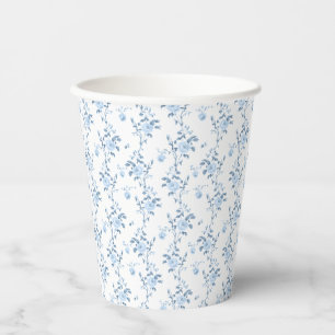 Gobelets En Papier Élégante Baby Shower Florale Bleue