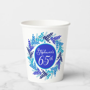 Gobelets En Papier Élégante couronne royale bleue 65e fête d'annivers
