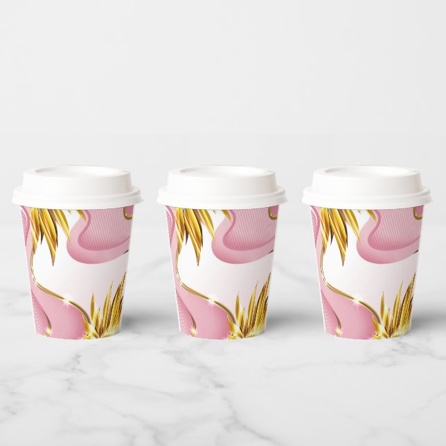 Gobelets En Papier Élégante flamme d'or Rose (Multi)