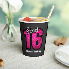 Gobelets En Papier Elégante Parties scintillant Sweet 16 Anniversaire