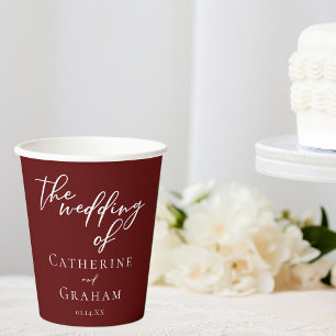 Gobelets En Papier Élégante typographie bourguignonne Mariage du soir