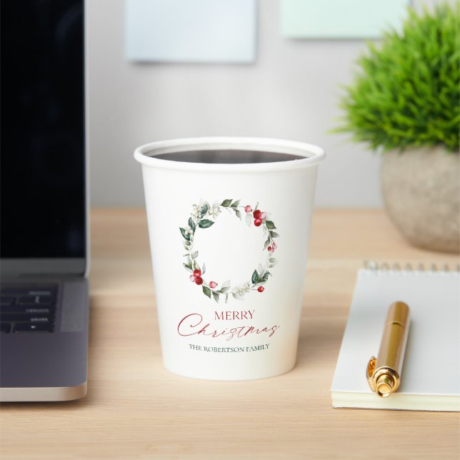 Gobelets En Papier Elégante Wreath Christmas Paper Cup (Insitu)