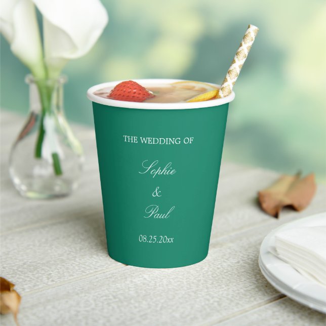 Gobelets En Papier Élégantes Coupes en papier Mariage vert émeraude (Insitu)