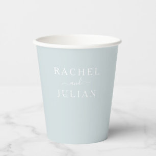 Gobelets En Papier élégantes tasses de papier mariage bleu poussié