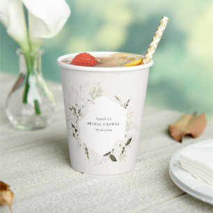 Gobelets En Papier Élégantes Tasses en Papier Florales Bohèmes