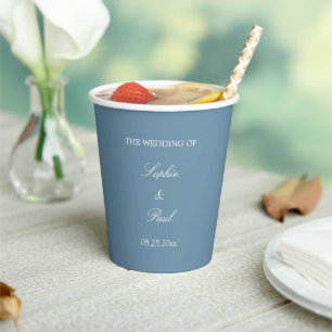 Gobelets En Papier Élégantes tasses en papier Mariage bleu-poussiéreu