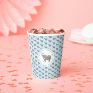 Gobelets En Papier Élémentaire éléphant bleu clair Anniversaire