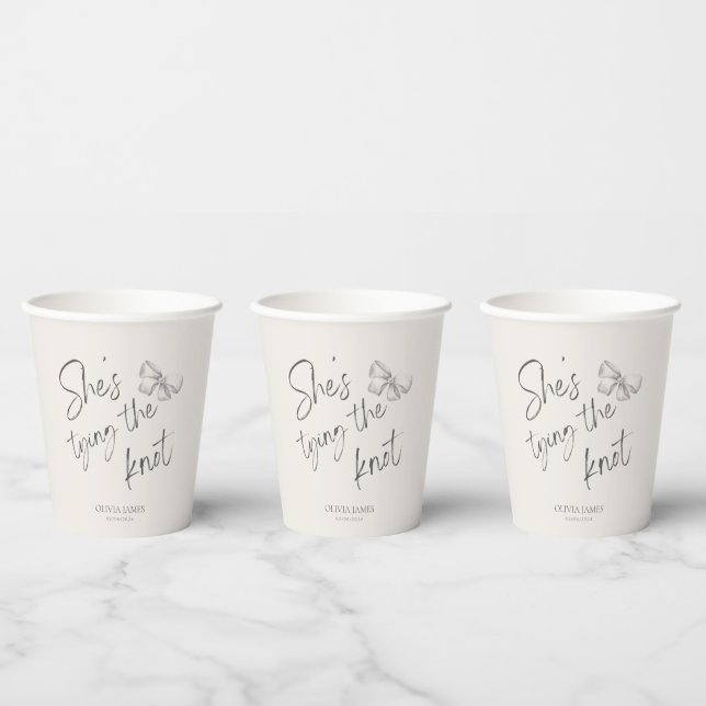 Gobelets En Papier Elle attache la douche nuptiale du noeud (Multi)