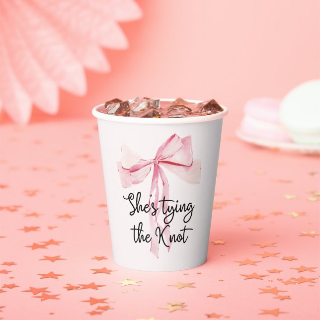 Gobelets En Papier Elle Noue Le Nœud Rose Bow Mariage (Insitu)