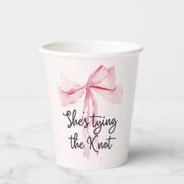 Gobelets En Papier Elle Noue Le Nœud Rose Ruban Shower De Mariée
