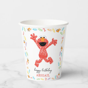 Gobelets En Papier Elmo de Sesame Street Crayon d'anniversaire