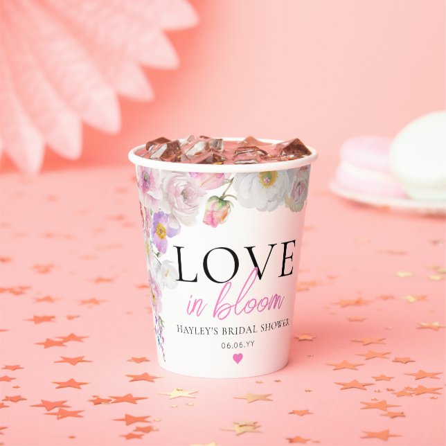 Gobelets En Papier Eloise Rose Florale Amour En Fleur (Insitu)